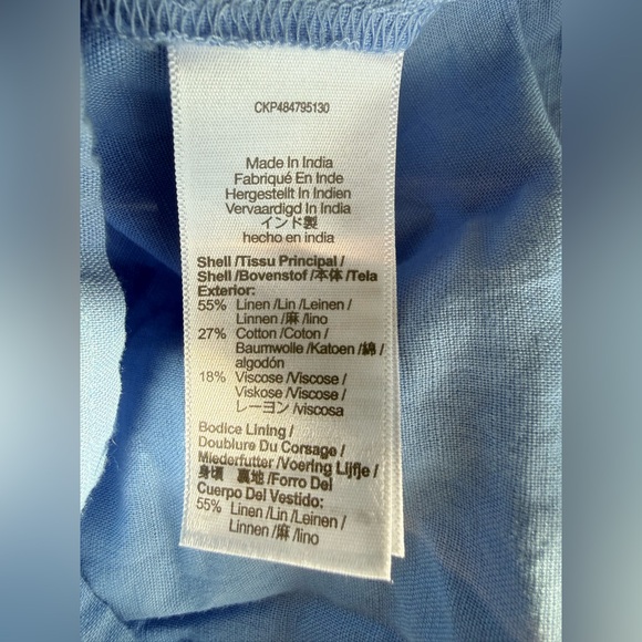 Madewell Blue Linen Blend Midi Dress Size 12 - Picture 7 of 8